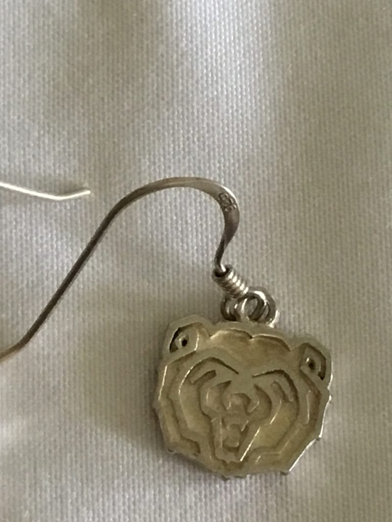 Sterling Silver Tiger/Bear Face Dangly Pierced Earrings - Image 3