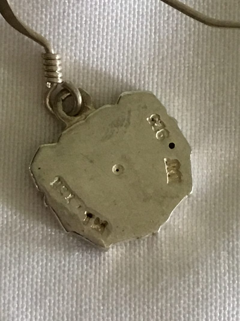 Sterling Silver Tiger/Bear Face Dangly Pierced Earrings - Image 2