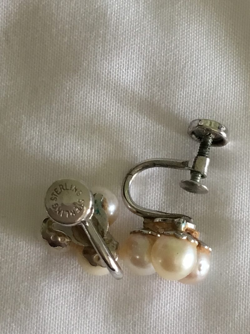 Sterling Silver Clip-On Faux Pearl Earrings - Image 2
