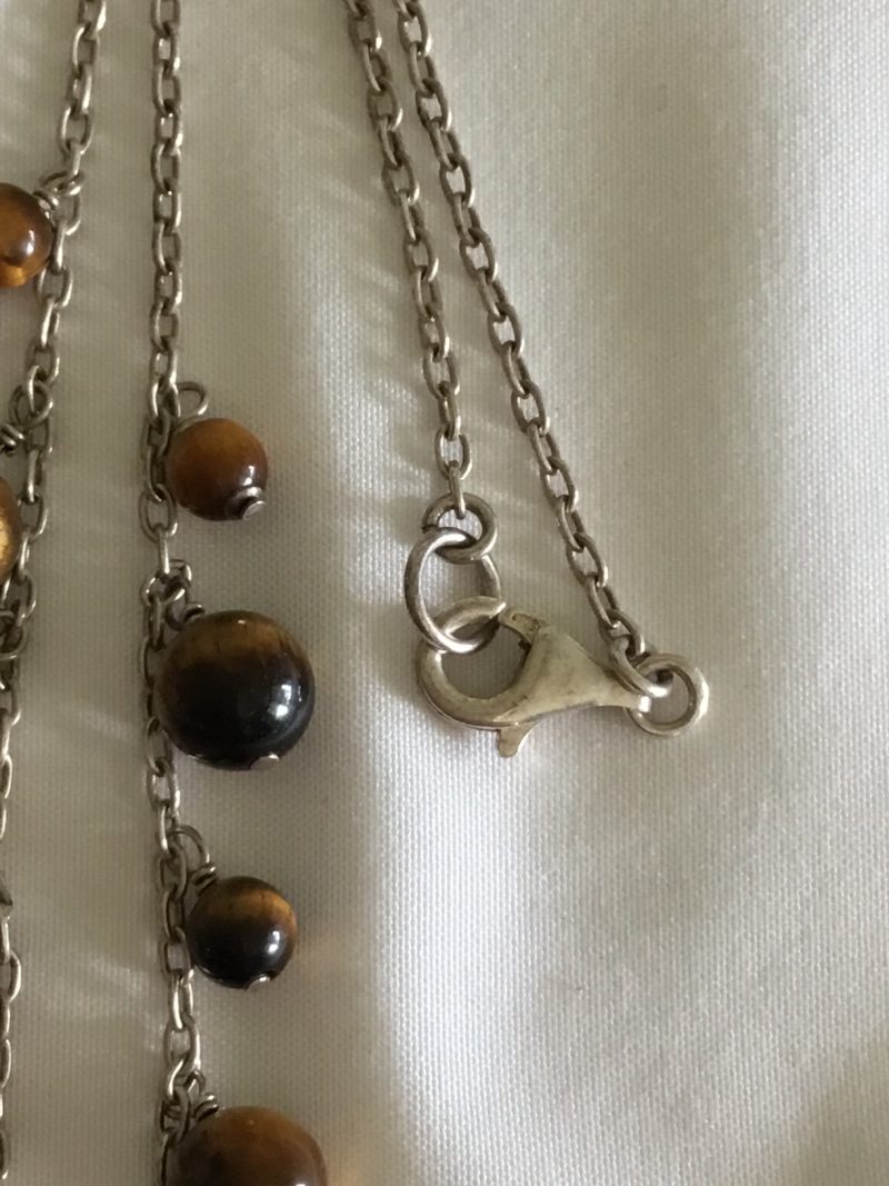 Sterling Silver Tigers Eye Necklace, 16" - Image 5