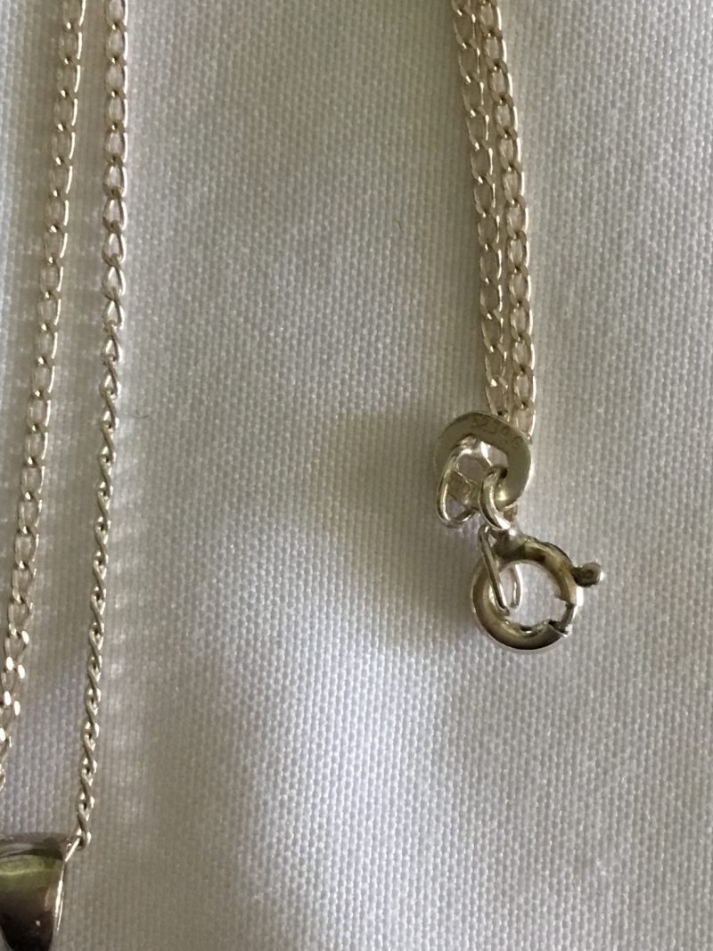 Sterling Silver Necklace w/Tree Design Pendant & 7 CZ Stones, 22" - Image 4
