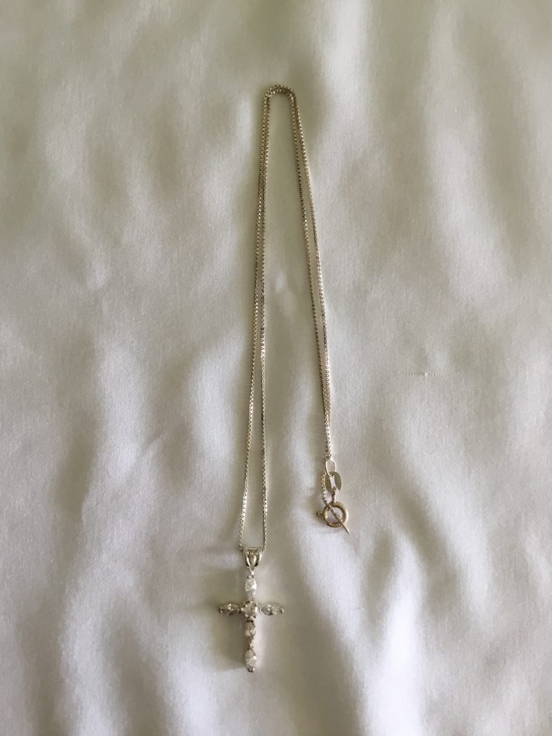 Beautiful Sterling Silver Necklace w/ CZ Cross Pendant, 18" - Image 5