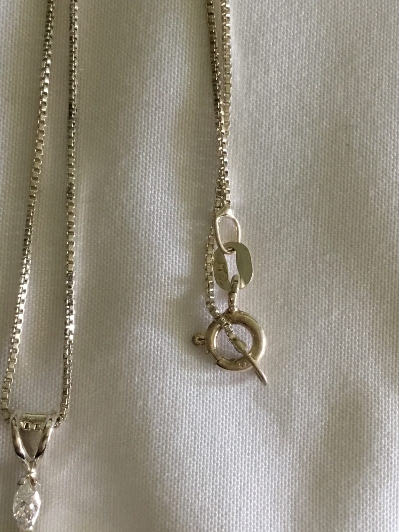 Beautiful Sterling Silver Necklace w/ CZ Cross Pendant, 18" - Image 3
