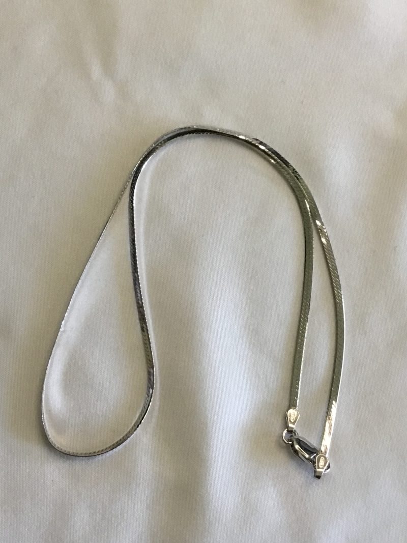 Sterling Silver Herringbone Necklace 16" - Image 2