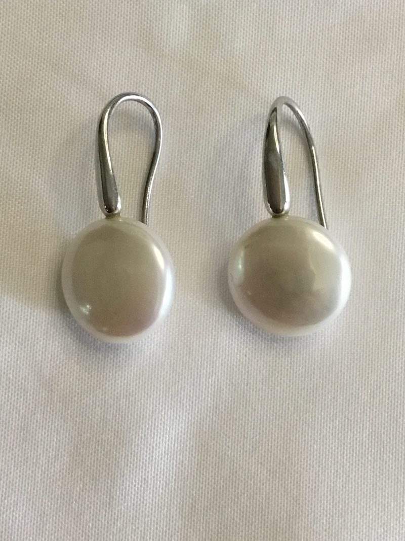 Sterling Silver Faux Pearl Pierced Earrings - Image 2