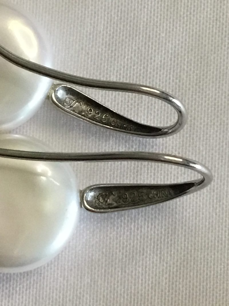 Sterling Silver Faux Pearl Pierced Earrings - Image 5