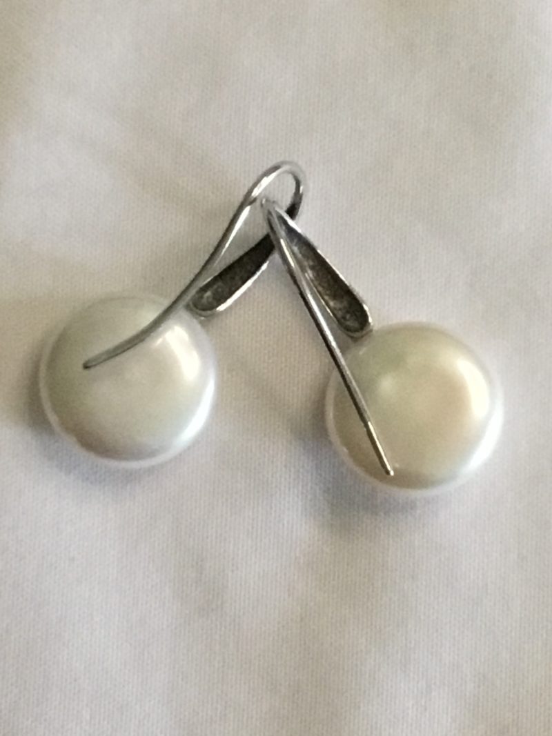 Sterling Silver Faux Pearl Pierced Earrings - Image 6