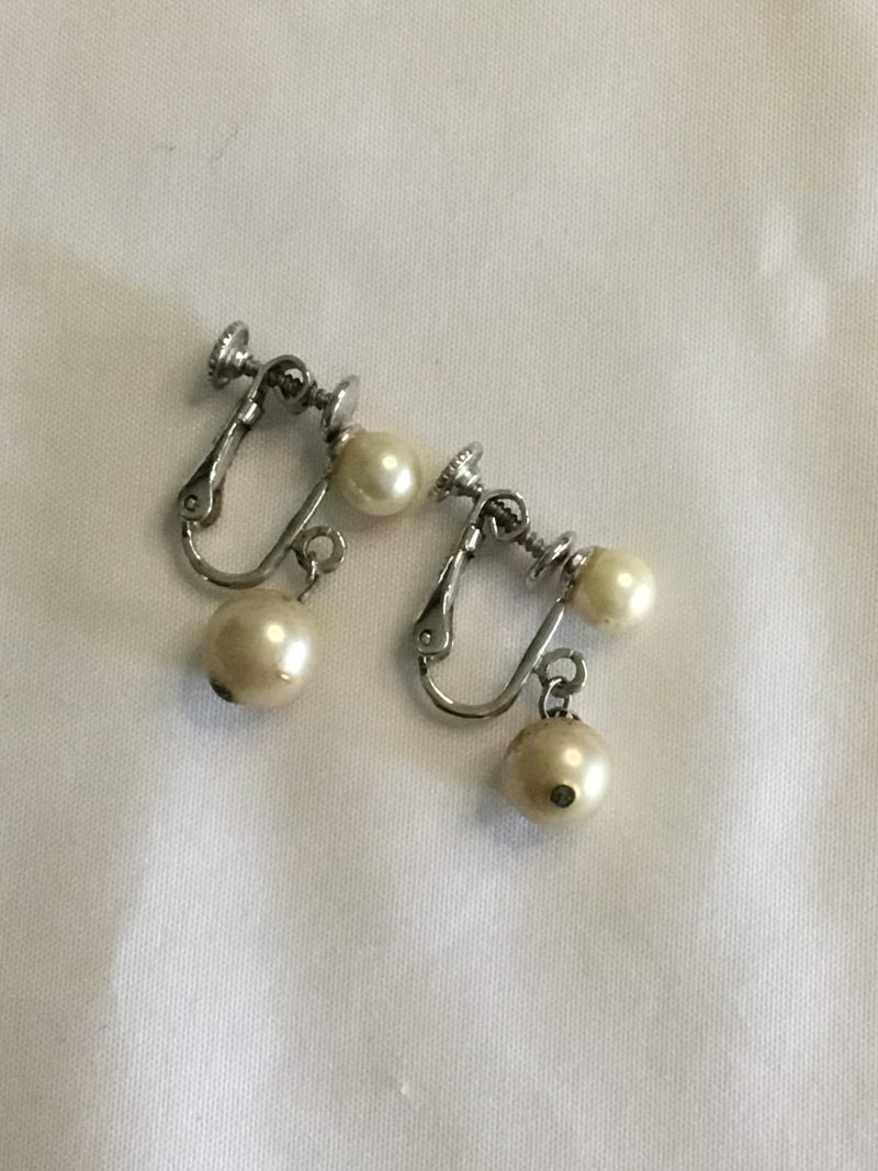 Sterling Silver Faux Pearl Clip-On Earrings - Image 2
