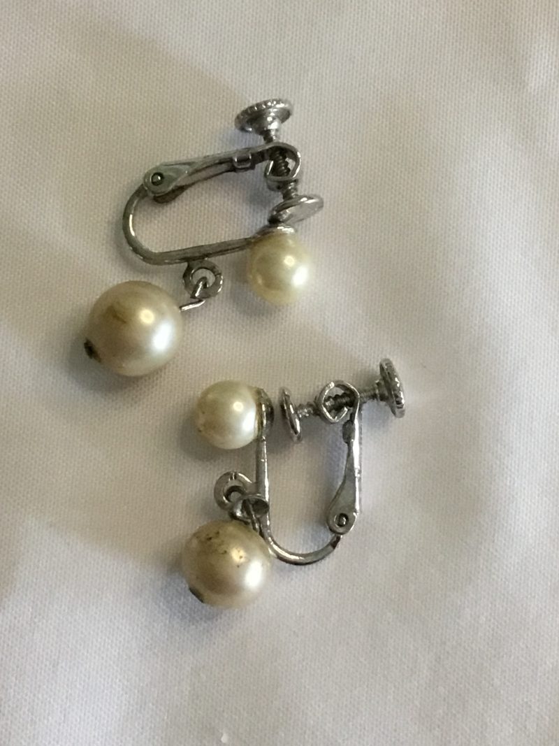 Sterling Silver Faux Pearl Clip-On Earrings - Image 3