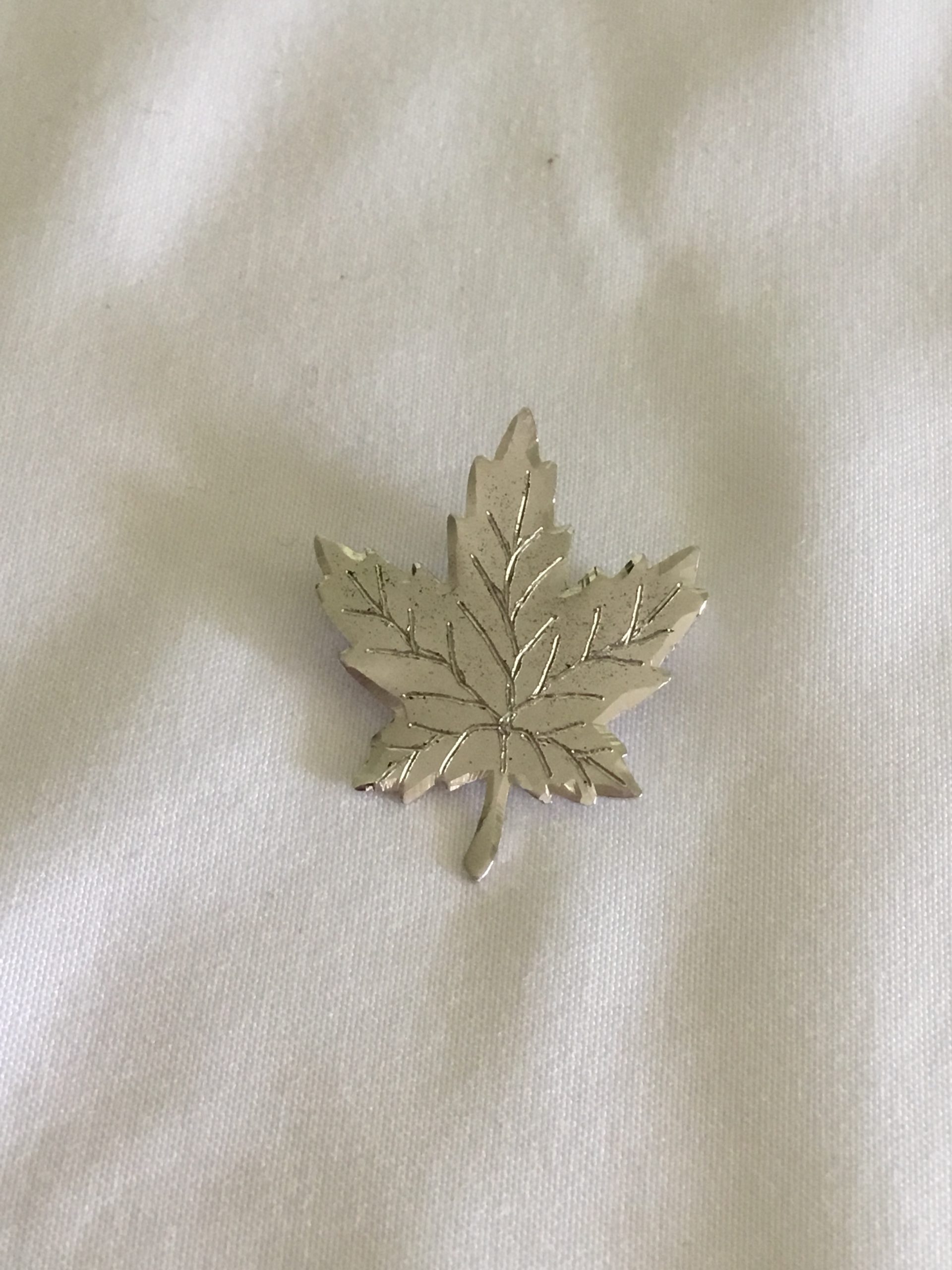 Brushed & Etched Sterling Silver Maple Leaf Pin 1" - Image 5