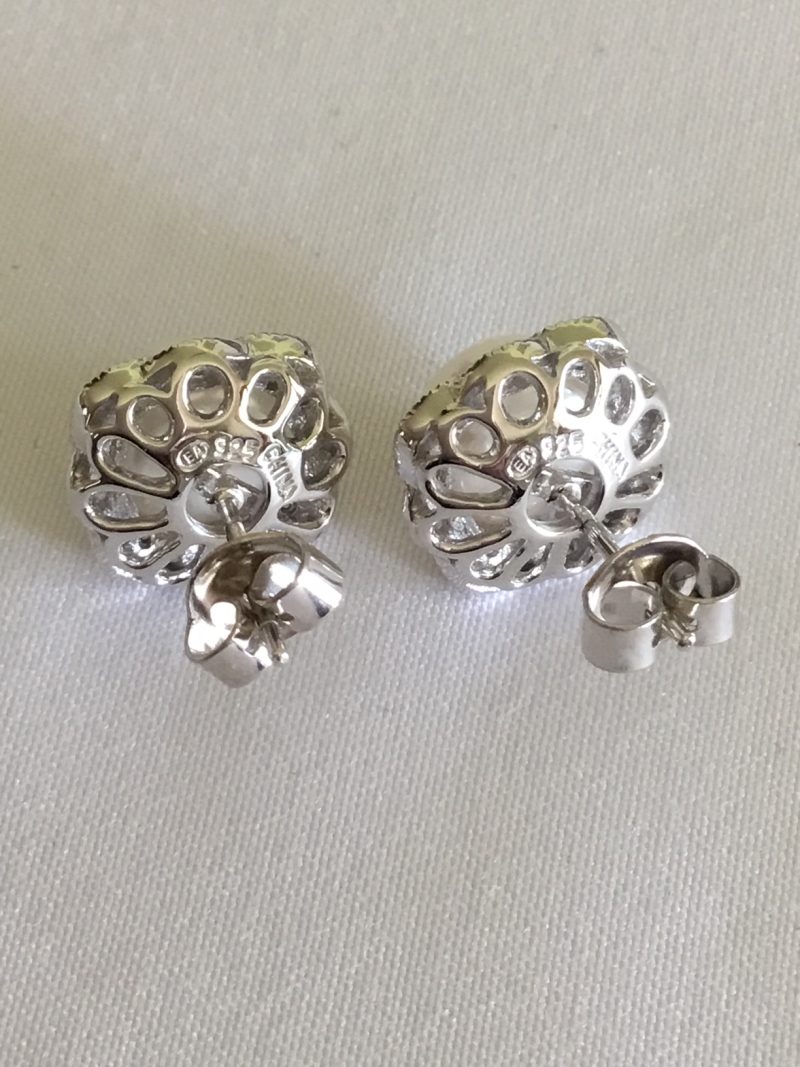 Sterling Silver & Faux Pearl Stud Earrings - Image 6