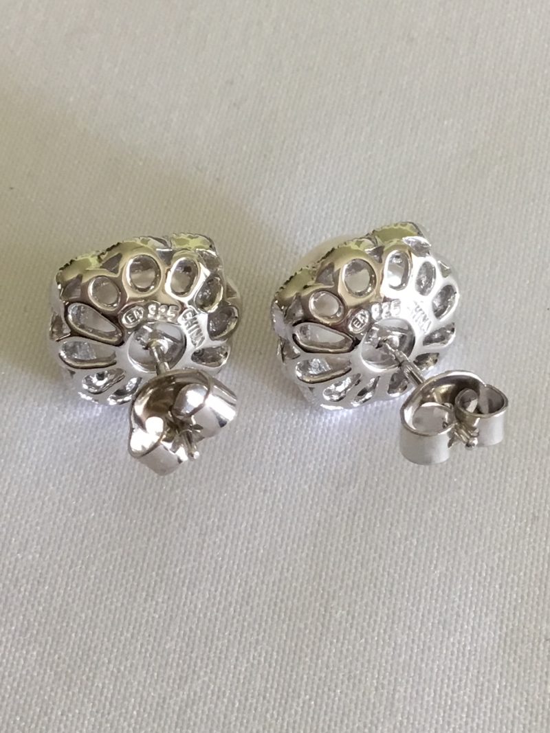 Sterling Silver & Faux Pearl Stud Earrings - Image 5
