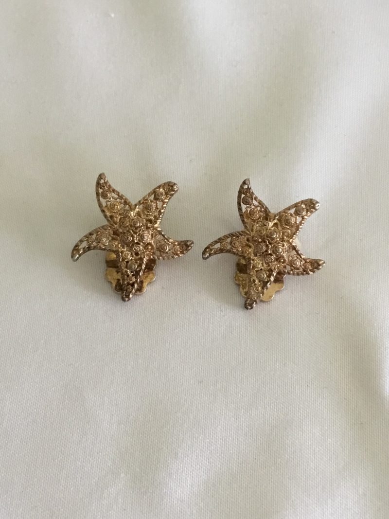 Sterling Silver Vermeil Made In Germany Starfish Clip Earrings - Image 5