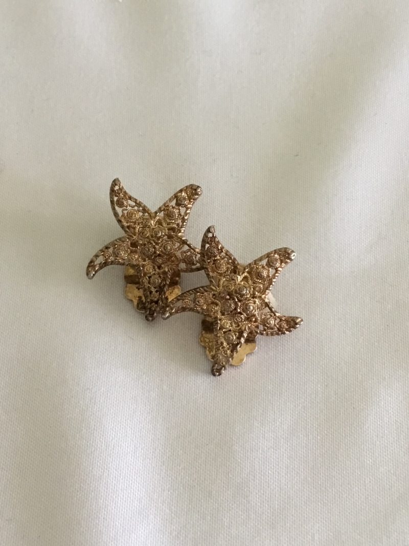 Sterling Silver Vermeil Made In Germany Starfish Clip Earrings - Image 4