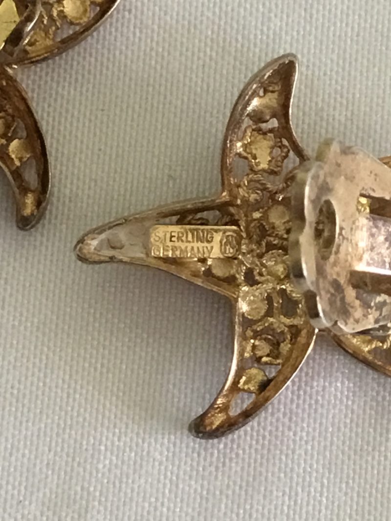 Sterling Silver Vermeil Made In Germany Starfish Clip Earrings - Image 2