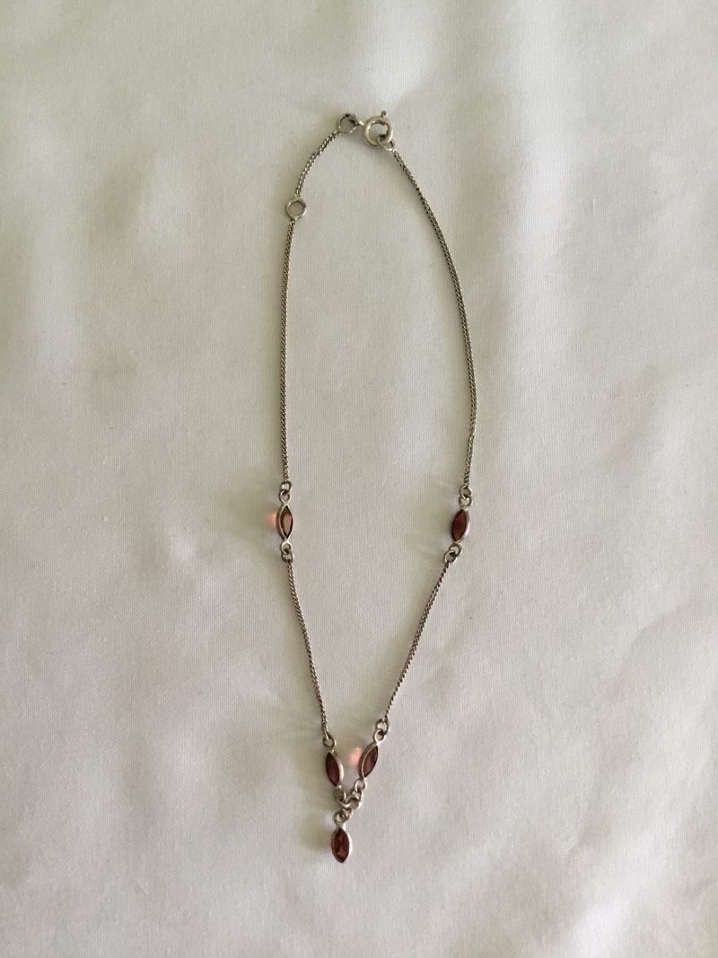 Sterling Silver Anklet w/5 Brown Gemstones 10" or 9" Adjustable - Image 4