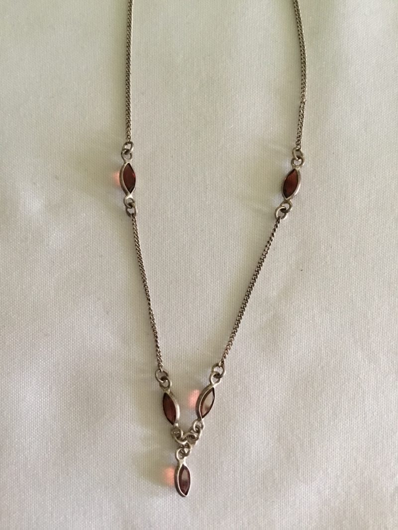 Sterling Silver Anklet w/5 Brown Gemstones 10" or 9" Adjustable - Image 3