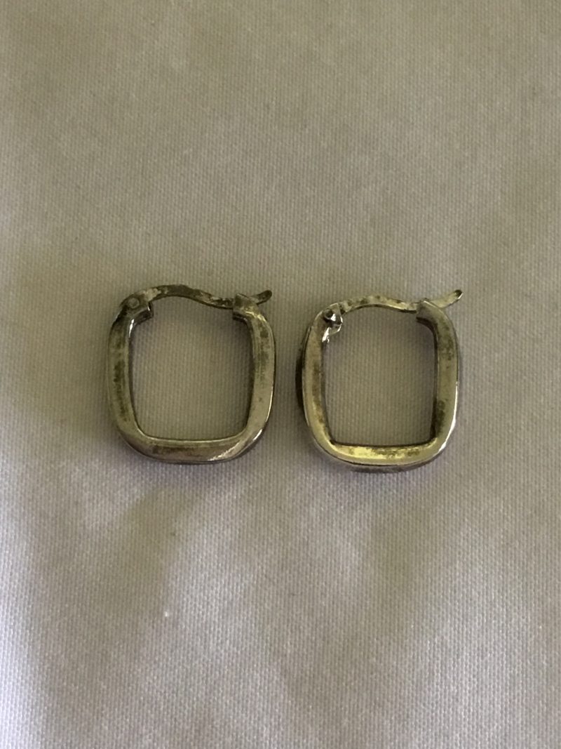Sterling Silver Square Hoop Pierced Earrings 1/2" - Image 4