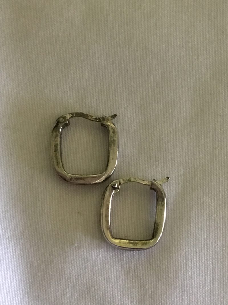 Sterling Silver Square Hoop Pierced Earrings 1/2" - Image 3