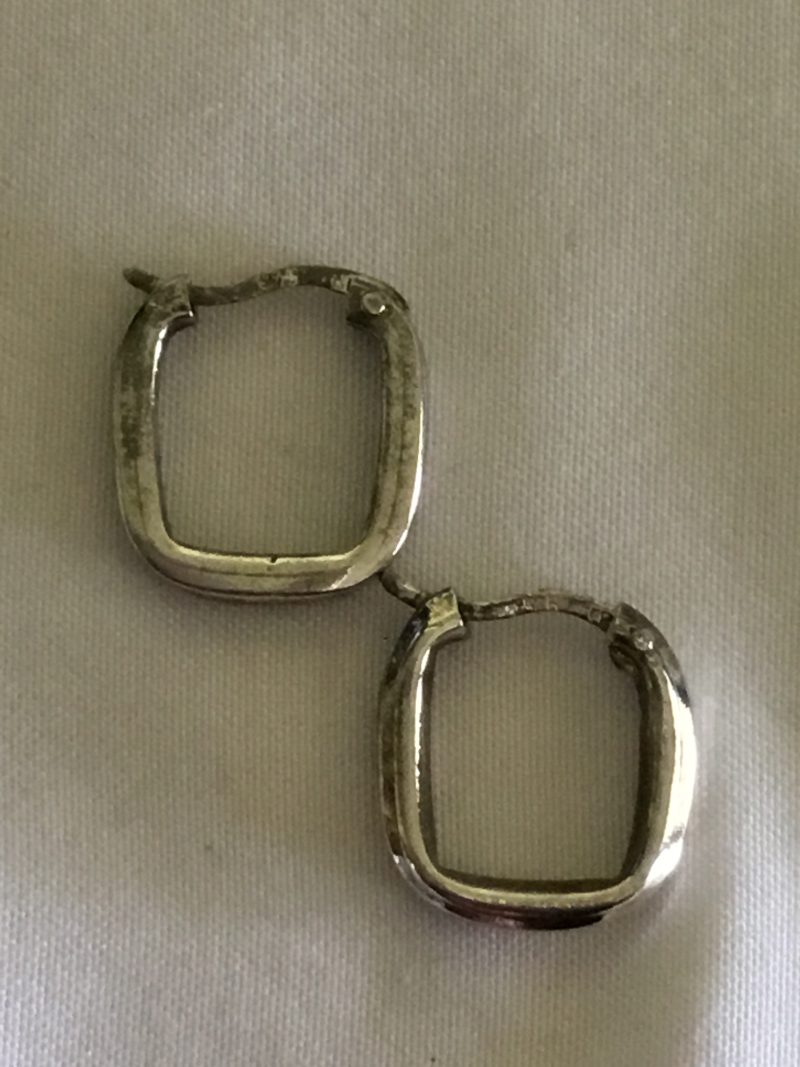 Sterling Silver Square Hoop Pierced Earrings 1/2" - Image 2