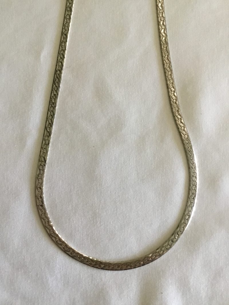 Gorgeous Milor Sterling Silver Herringbone Necklace 24" - Image 5