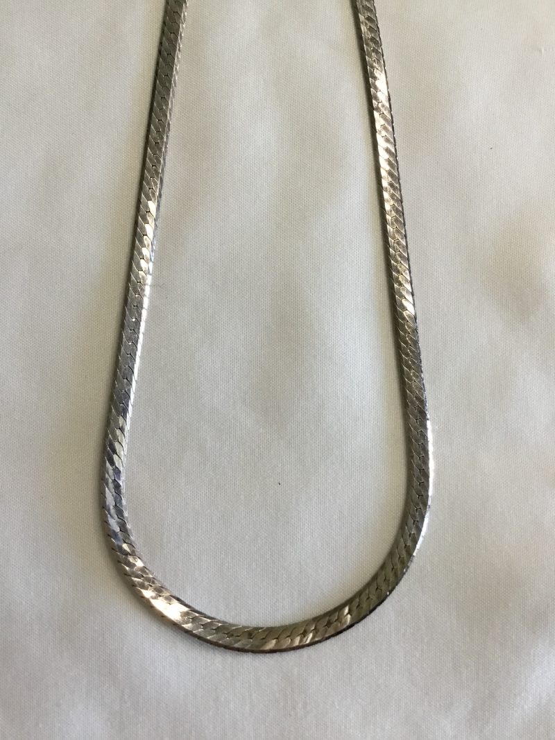Sterling Silver Milor Herringbone Necklace 16" - Image 4