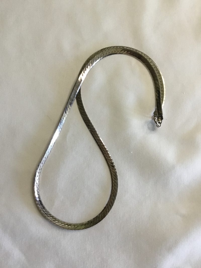 Sterling Silver Milor Herringbone Necklace 16" - Image 3