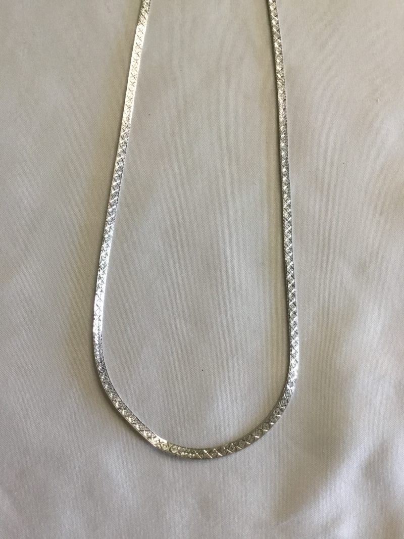 Stunning Sterling Silver Herringbone Necklace 16" - Image 4