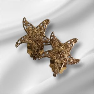 Sterling Silver Vermeil Made In Germany Starfish Clip Earrings