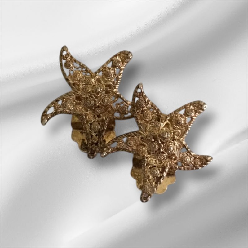 Sterling Silver Vermeil Made In Germany Starfish Clip Earrings