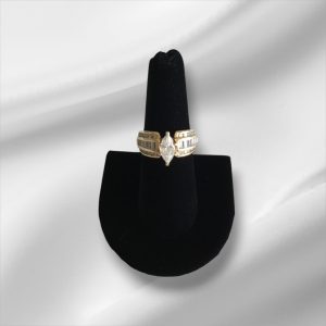 Sterling Silver Gold Overlay CZ Ring, Size 8