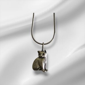 Sterling Silver Necklace w/Cat Pendant 14"