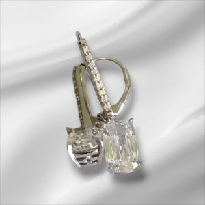 Pair of Diamonique Sterling Silver CZ Drop Pierced Earrings 1"