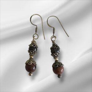 Sterling Silver And Semi Precious Beaded Dangle Earrings 2"