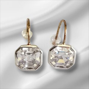 Diamonique Sterling Silver Drop Pierced Earrings