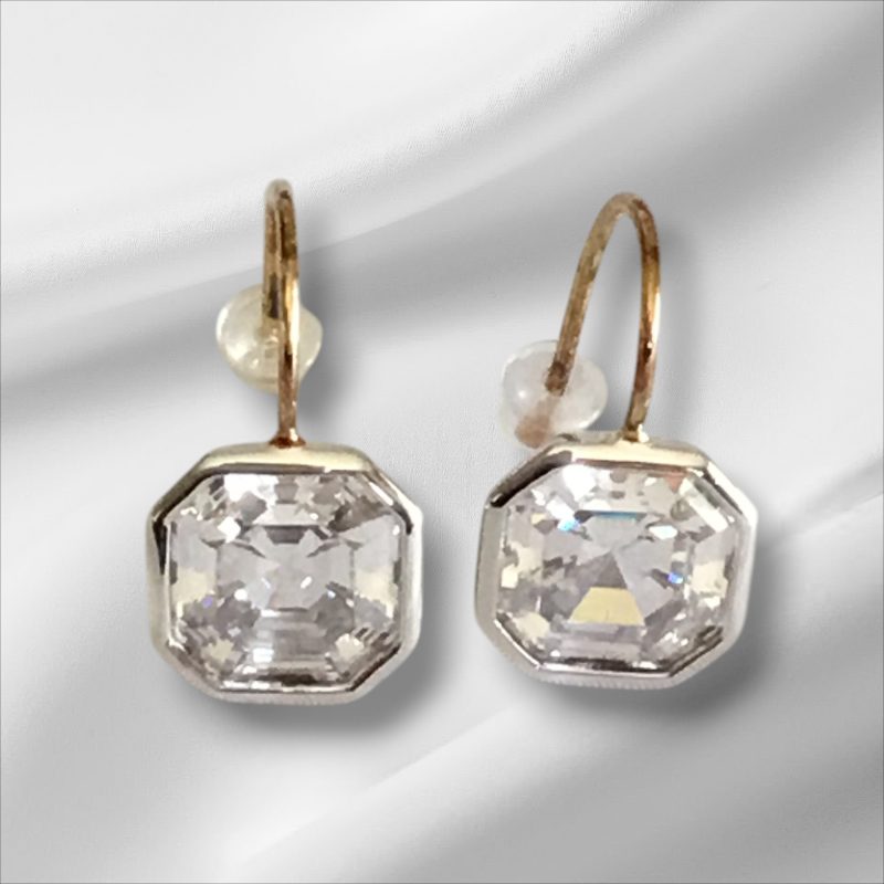 Diamonique Sterling Silver Drop Pierced Earrings