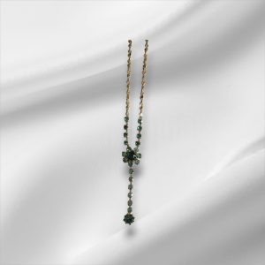 Beautiful Sterling Silver Gold Overlay Necklace w/Green/Blue Gemstones 14"