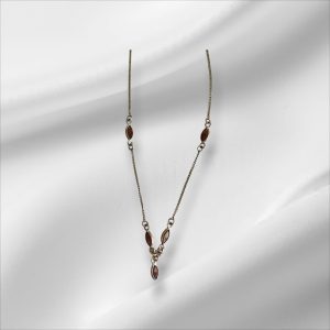 Sterling Silver Anklet w/5 Brown Gemstones 10" or 9" Adjustable