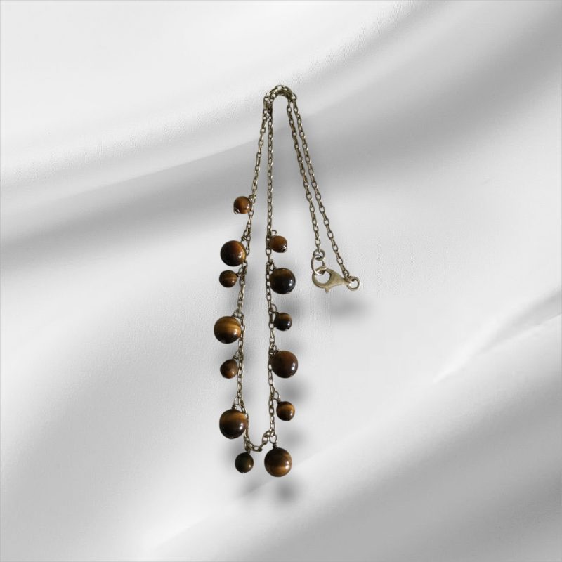 Sterling Silver Tigers Eye Necklace, 16"