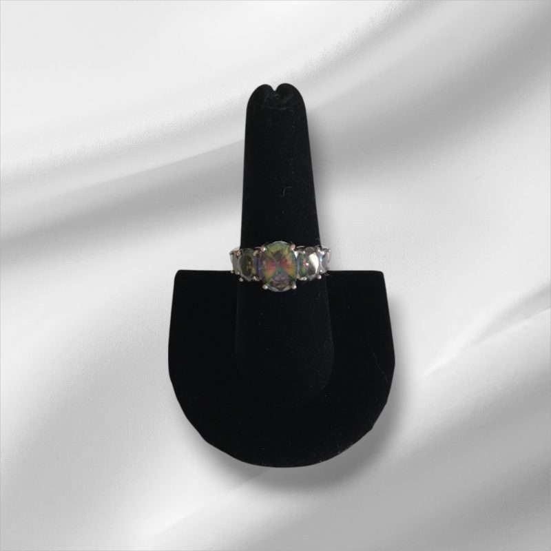 Sterling Silver Multi-Color Ring, Size 8