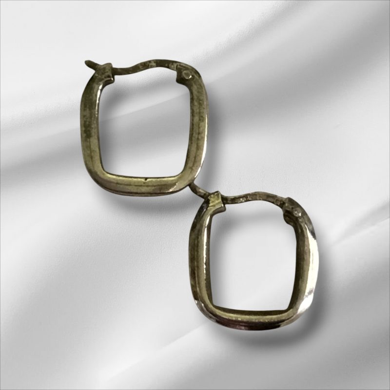 Sterling Silver Square Hoop Pierced Earrings 1/2"