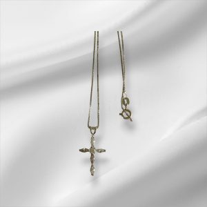 Beautiful Sterling Silver Necklace w/ CZ Cross Pendant, 18"