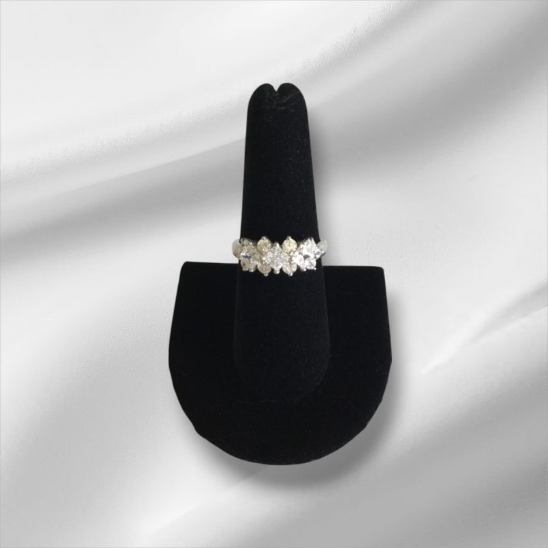 Sterling Silver CZ Cluster Ring, Size 8