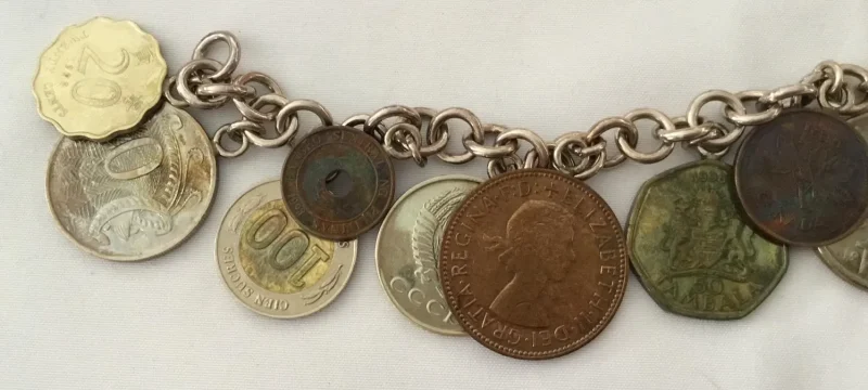 Heavy, Beautiful 925 Sterling Silver 7” Coin Charms Bracelet - Image 3