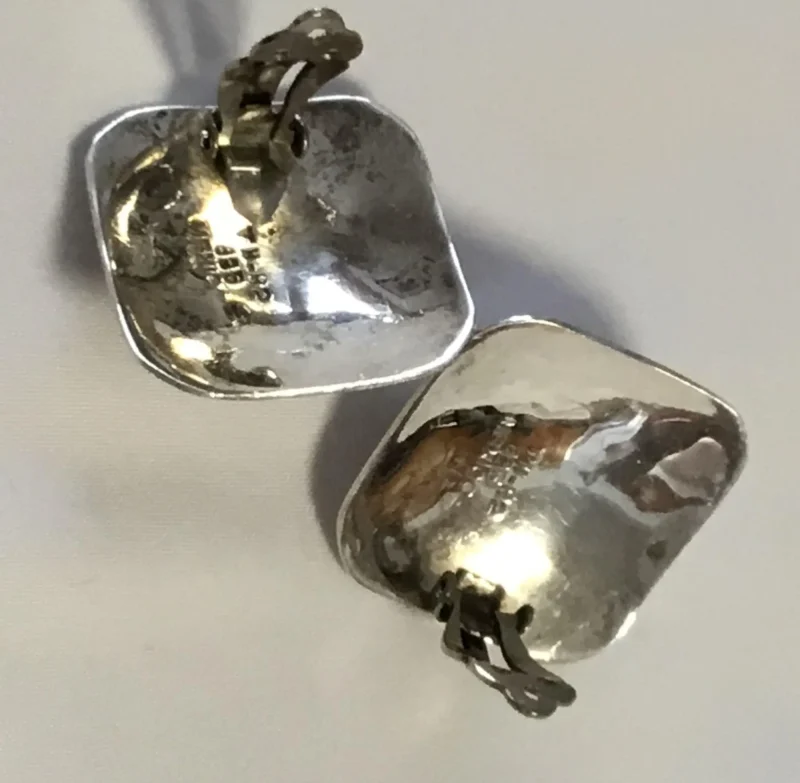 Sterling Silver Square Clip-On Earrings 1" - Image 2