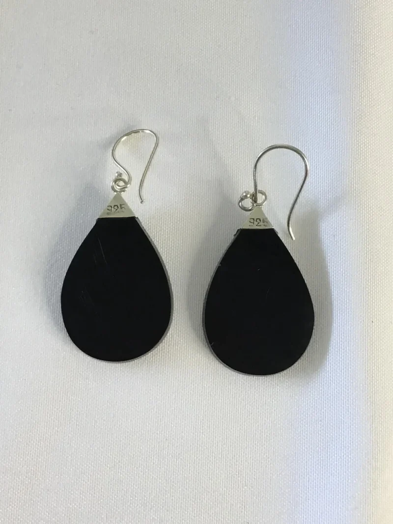 Sterling Silver & Abalone Dangly Pierced Earrings - Image 2