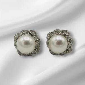 Sterling Silver & Faux Pearl Stud Earrings