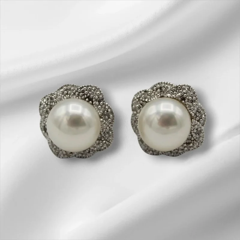 Sterling Silver & Faux Pearl Stud Earrings