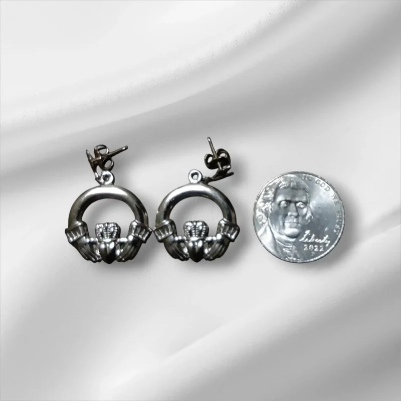 Sterling Silver Claddagh Pierced Earrings