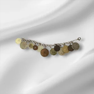 Heavy, Beautiful 925 Sterling Silver 7” Coin Charms Bracelet